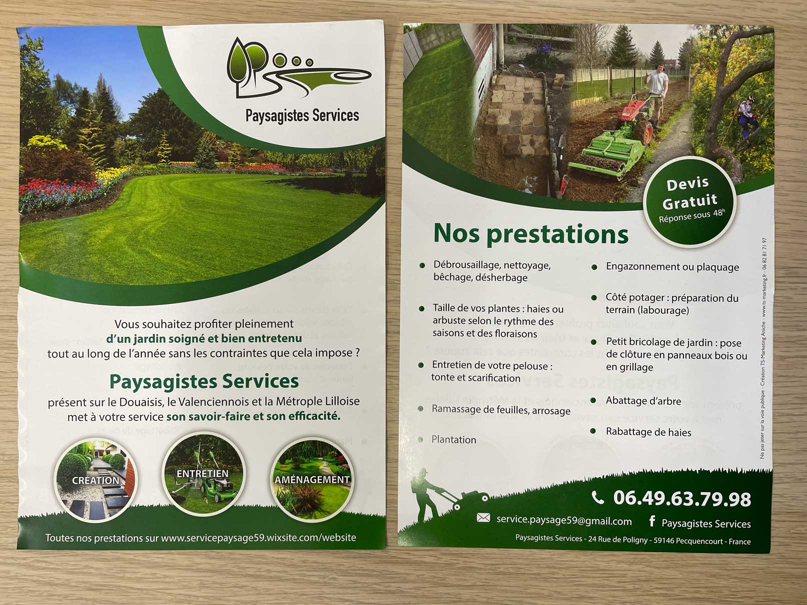 Flyer paysagistes services